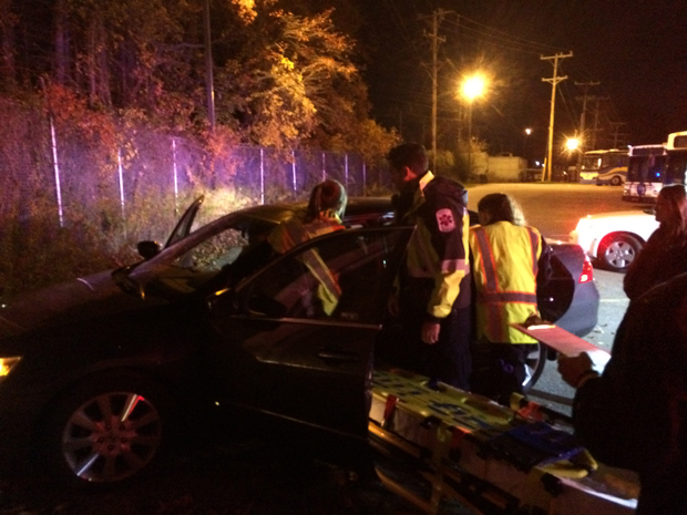 Simulated patients at a nighttime car accident Photo courtesy of Healthcare Theatre University of Delaware